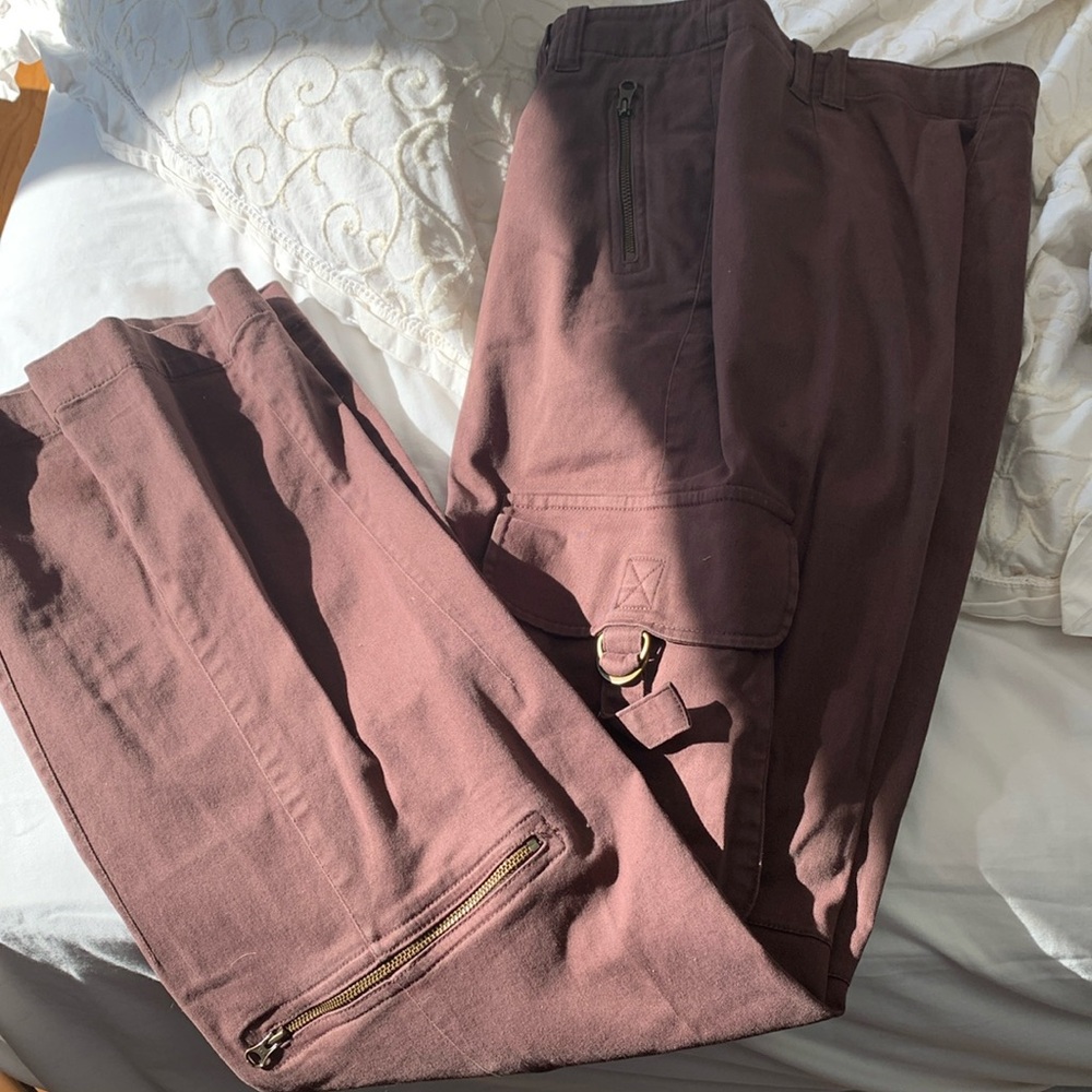 Brown Alain Manoukian cargo pants, flare leg, size 10.